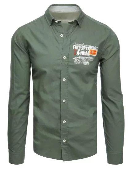 Pánská zelená košile FashionStreet DX2277 Pánská zelená košile FashionStreet DX2277