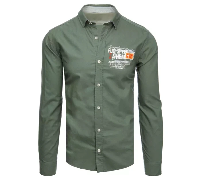 Pánská zelená košile FashionStreet DX2277 Pánská zelená košile FashionStreet DX2277