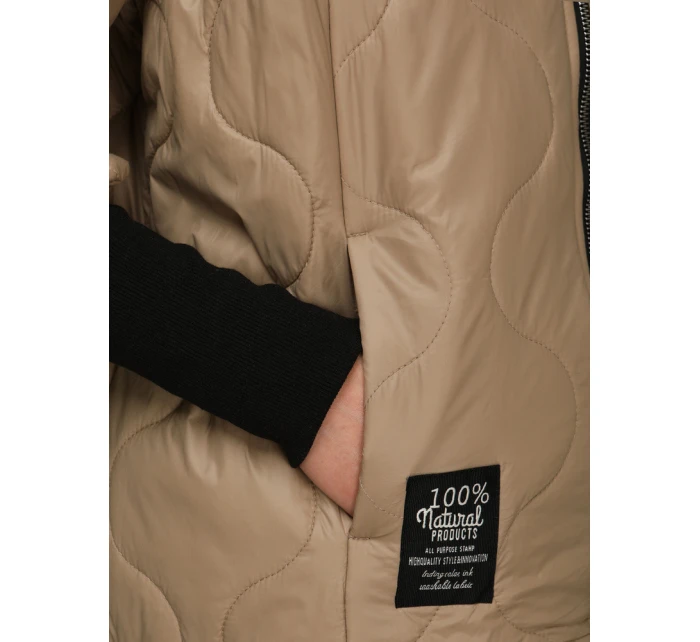 Dámská prošívaná přechodová bunda velbloudí barvy FashionStreet TY5543