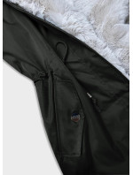 Army-béžová dámská zimní bunda parka s kožešinou (B557-11046)