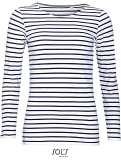 SOL'S Marine Women Dámské pruhované tričko s dlouhým rukávem 25.1403 white/navy