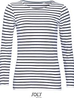 SOL'S Marine Women Dámské pruhované tričko s dlouhým rukávem model 22521386 white/navy