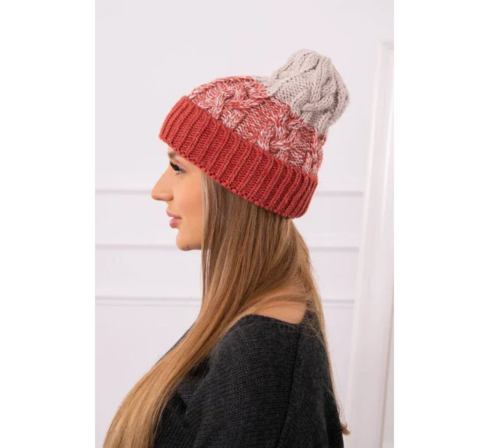 Dámská čepice Samara K346 červená+béžová Dámská čepice Samara K346 červená+béžová