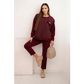 Dámský souprava z viskózy s model 21439236 mikinou a kalhotami švestkový - K-Fashion