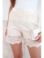 Dámské krajkové kraťasy s podšívkou béžové