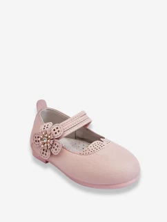 Dětské kožené baleríny s květem Růžove model 21620885 - Boto