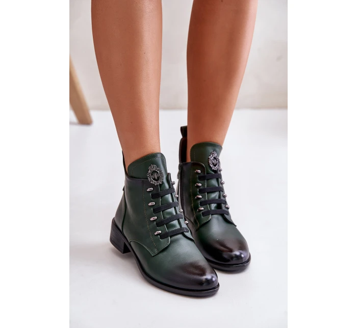 Nízké boty zateplené na zip s ozdobou zelené model 21672297 - Boto Nízké boty zateplené na zip s ozdobou zelené model 21672297 - Boto