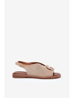 Ploché sandály s ozdobou béžové model 21685714 - Boto Ploché sandály s ozdobou béžové model 21685714 - Boto