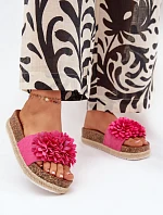 Dámské sandály na platformě s ozdobnými květinami fuchsie Tessara