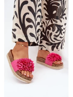 Dámské sandály na platformě s ozdobnými květinami fuchsie model 21704417 - Boto