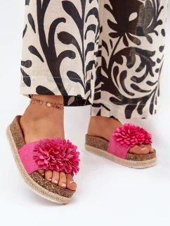 Dámské sandály na platformě s ozdobnými květinami fuchsie Tessara