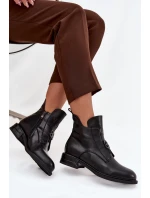 Vytápěné kožené dámské boty s ozdobným detailem černé Briselda