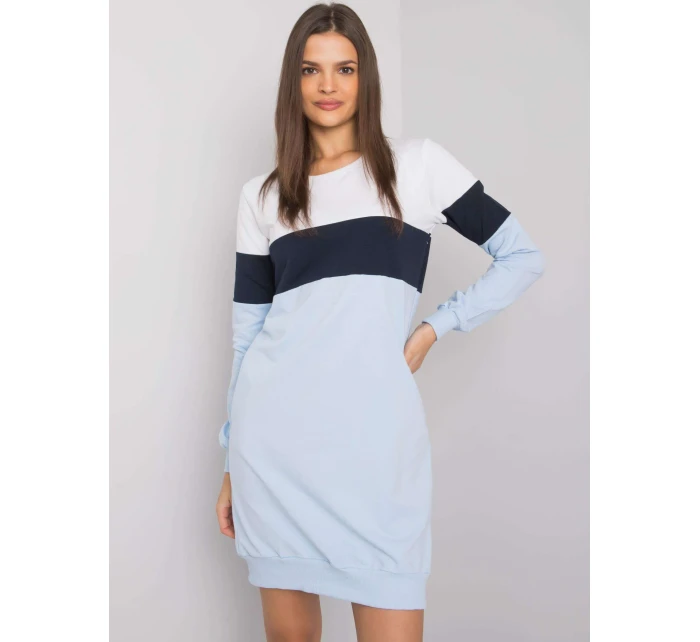 Dámské šaty RV SK model 17926413 bílé a modré - FPrice Dámské šaty RV SK model 17926413 bílé a modré - FPrice