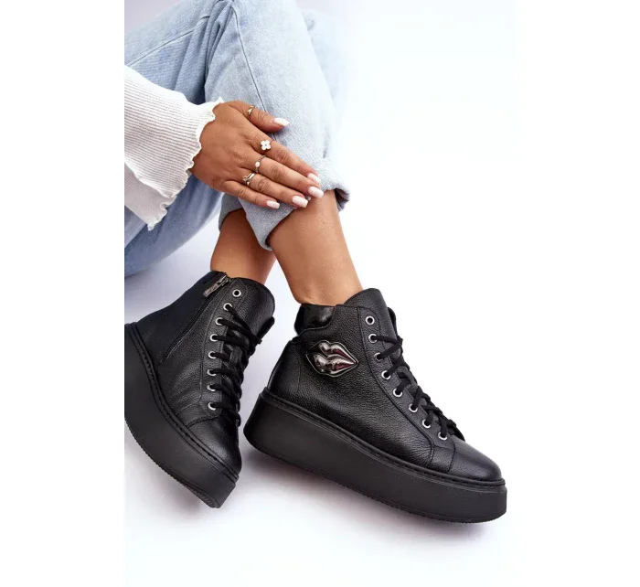 Dámské vysoké tenisky na zip Lemar Black Katerin Dámské vysoké tenisky na zip Lemar Black Katerin