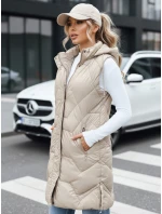 Dámská dlouhá prošívaná béžová vesta FashionStreet TY5265