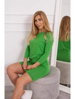 Světle zelené viskózové šaty s vázáním v pase