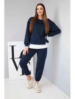 Dámský komplet s mikinou a tepláky modrý model 21808619 - K-Fashion