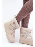 Dámské sněhule na platformě s vázáním béžové model 21641611 - Boto