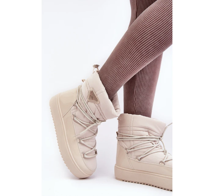 Dámské sněhule na platformě s vázáním béžové model 21641611 - Boto