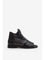 Zazoo 977/L Kožené vyšívané sandály na zip