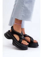 Zazoo 2743 Sametové sandály na podpatku Černé