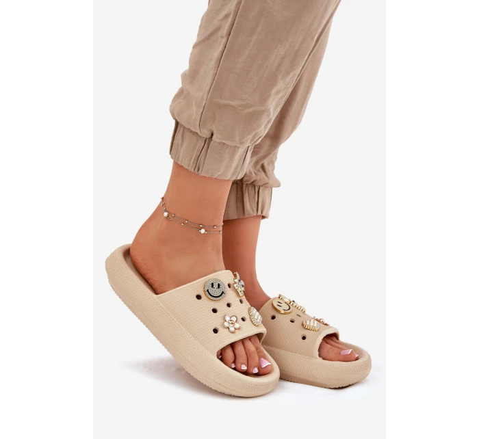 Dámské Pěnové Pantofle S Béžové model 21697199 - VINCEZA