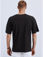 Černé pánské tričko Dstreet RX4608 s potiskem a odznaky