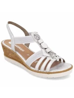 Dámské stříbrné sandály na podpatku s pásky model 21904798 - Remonte