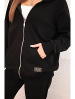 Dámská bavlněná souprava s kapucí a zipem černý