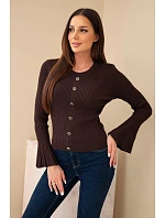 Dámská model 22294820 viskózová halenka s knoflíky a širokým rukávem hnědá - K-Fashion Dámská model 22294820 viskózová halenka s knoflíky a širokým rukávem hnědá - K-Fashion