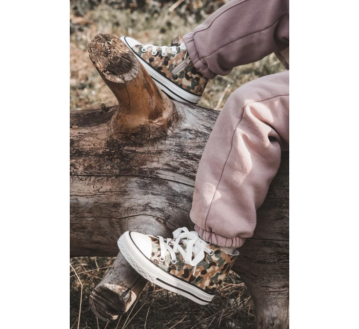 Dětské vysoké tenisky s zipem Béžová a zelená Filemon Dětské vysoké tenisky s zipem Béžová a zelená Filemon