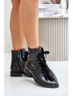 Lakované boty zateplené na zip S.Barski HY42-991 černé