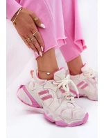 Dámské Kožené Tenisky model 21692727 Růžové - Goe