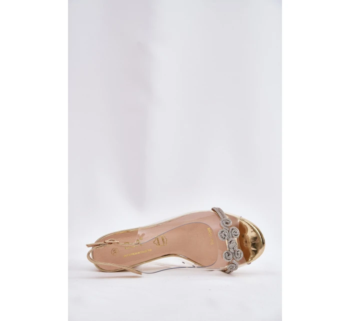 Průhledné Sandály Na Podpatku D&A MR51-705 Zlaté Průhledné Sandály Na Podpatku D&A MR51-705 Zlaté