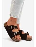 Dámské pantofle na korkové platformě se zlatými sponami Černé Tovessa Dámské pantofle na korkové platformě se zlatými sponami Černé Tovessa