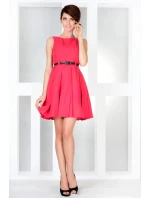 Dámské společenské šaty NUMOCO s páskem středně dlouhé růžové - Růžová / XL - Numoco Dámské společenské šaty NUMOCO s páskem středně dlouhé růžové - Růžová / XL - Numoco