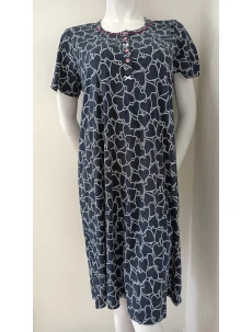 Dámská noční košile 00-10-5500 Tmavě modrá s bílou vzor - Vamp