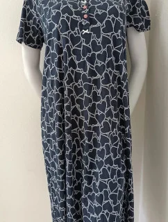 Dámská noční košile 00-10-5500 Tmavě modrá s bílou vzor - Vamp