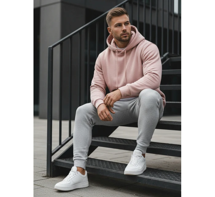 Pánská mikina s kapucí růžová Dstreet BX4845