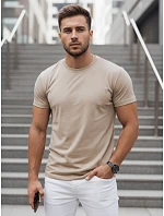 Pánské tričko bez potisku béžové model 21978267 - FashionStreet