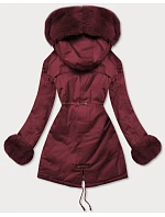 Bavlněná parka s kožešinou vínová (xw805x)