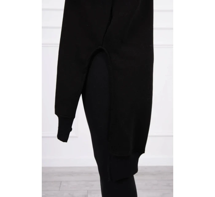 Zateplená mikina s bočními rozparky černá