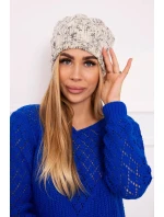 Fleecová čepice Roksana K209 ecru+grey
