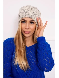 Fleecová čepice Roksana K209 ecru+grey