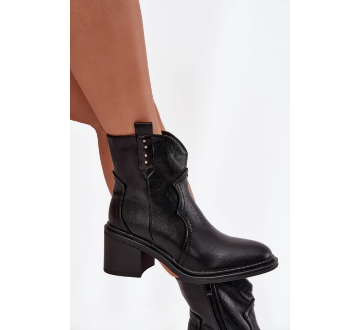 Zateplené dámské kotníkové boty na podpatku černé model 21714888 - Boto Zateplené dámské kotníkové boty na podpatku černé model 21714888 - Boto