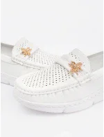 Luxusní dámské bílé  mokasíny bez podpatku