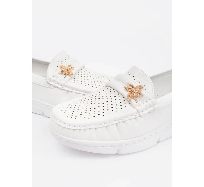 Luxusní dámské bílé  mokasíny bez podpatku