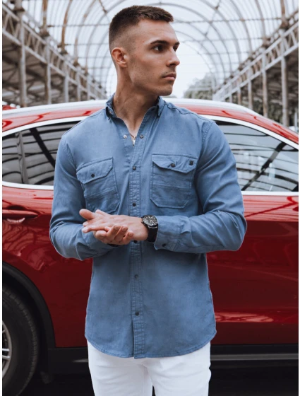 Pánská modrá džínová košile Dstreet model 21977138 - FashionStreet Pánská modrá džínová košile Dstreet model 21977138 - FashionStreet
