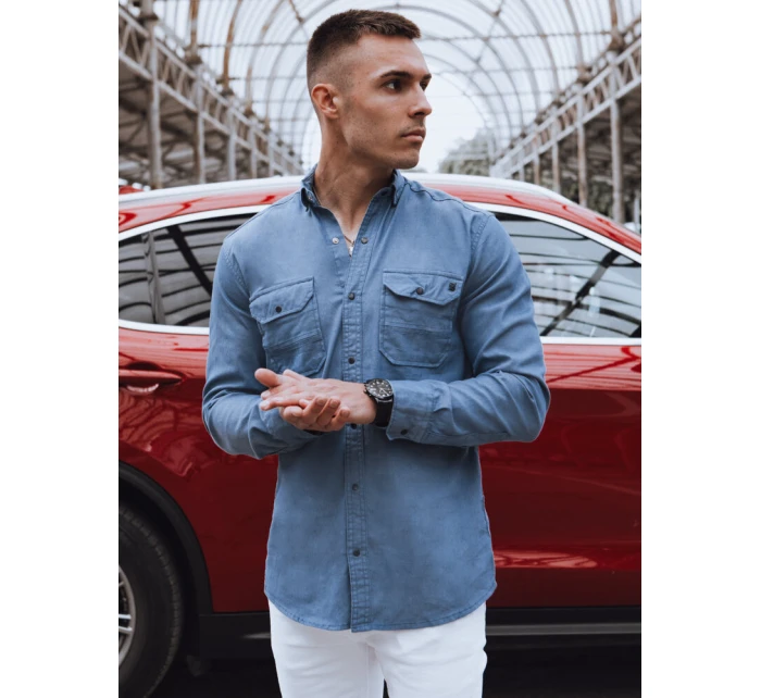 Pánská modrá džínová košile Dstreet model 21977138 - FashionStreet Pánská modrá džínová košile Dstreet model 21977138 - FashionStreet