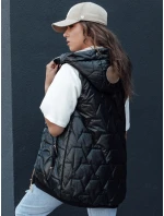 Dámská prošívaná vesta s kapucí COLINE černá FashionStreet TY4462 Dámská prošívaná vesta s kapucí COLINE černá FashionStreet TY4462